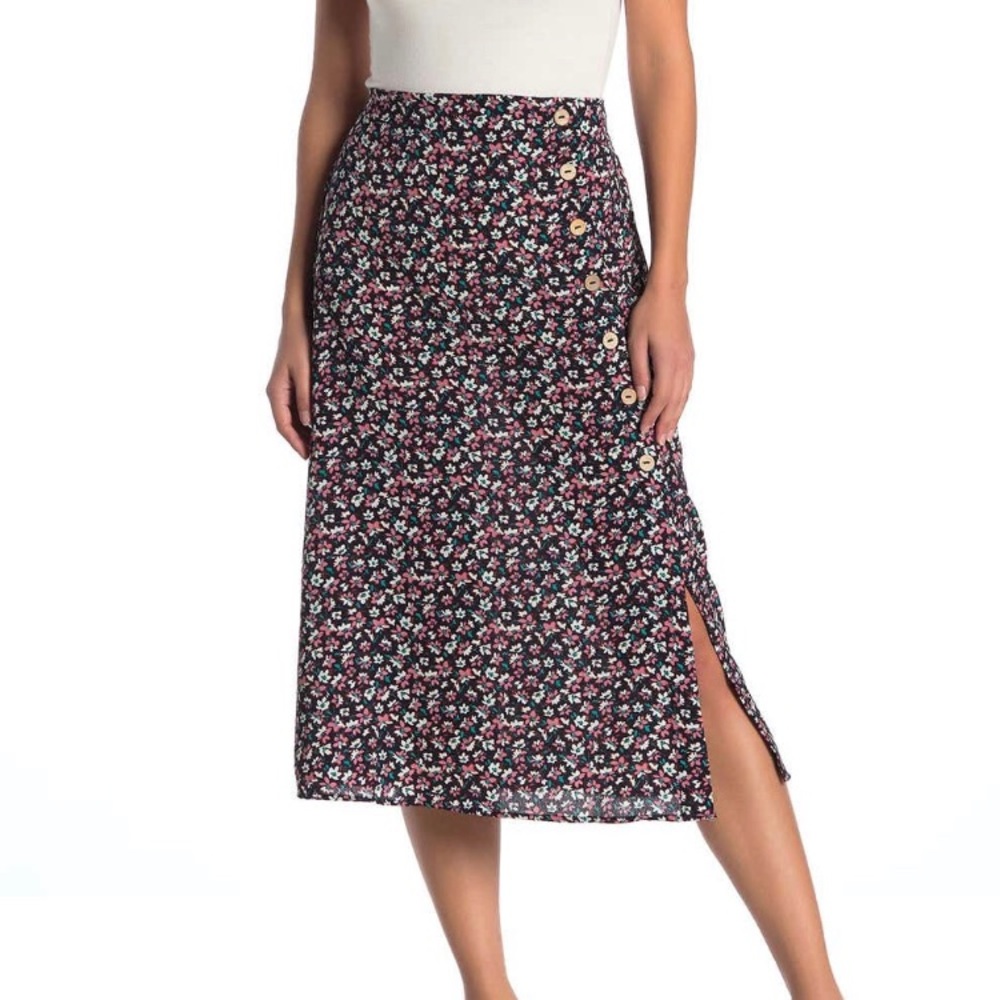 Good Luck Gem Floral Midi Skirt